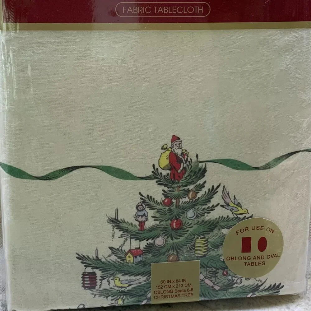 Spode Christmas Tree Tablecloth 60x84 NWT